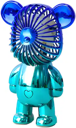 Cluzine - Bear-Shaped Mini Fan, 3 Speeds, USB Rechargeable, Cute Desktop Decor for Kids & Office
