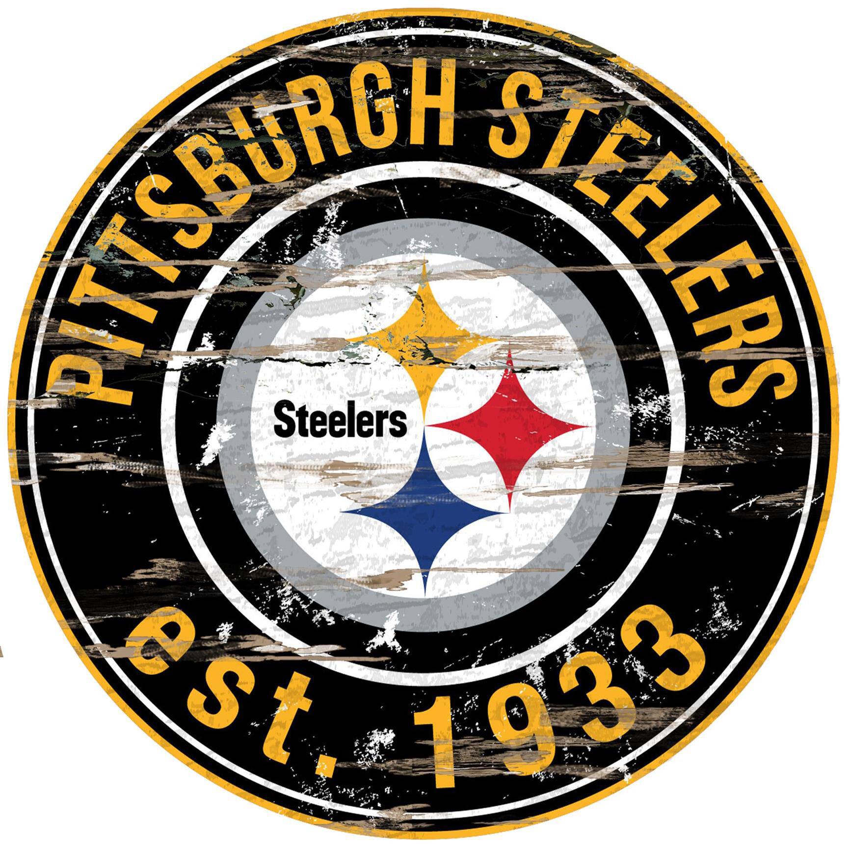 Pittsburgh Steelers 23.5" Distressed Round Sign