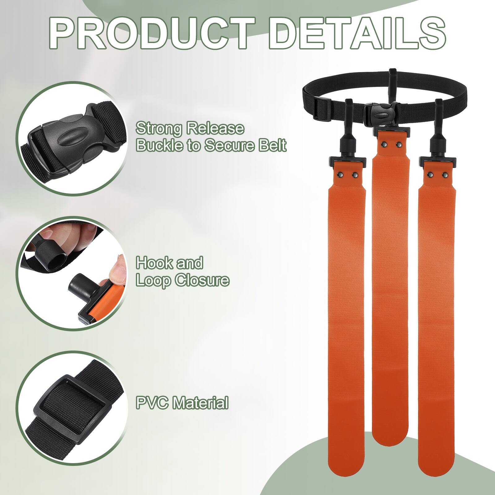 PRODUCT DETAILS

- Strong Release Buckle to Secure Belt
- Hook and Loop Closure
- PVC Material