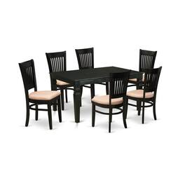 East West Furniture - Dining Table- Table Leg Dining Chairs - Brown