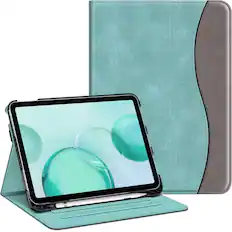 Front. Kitcheniva - iPad 10th Generation 2022 Case With Stand And Pocket 10.9'' Turquoise - Turquoise.