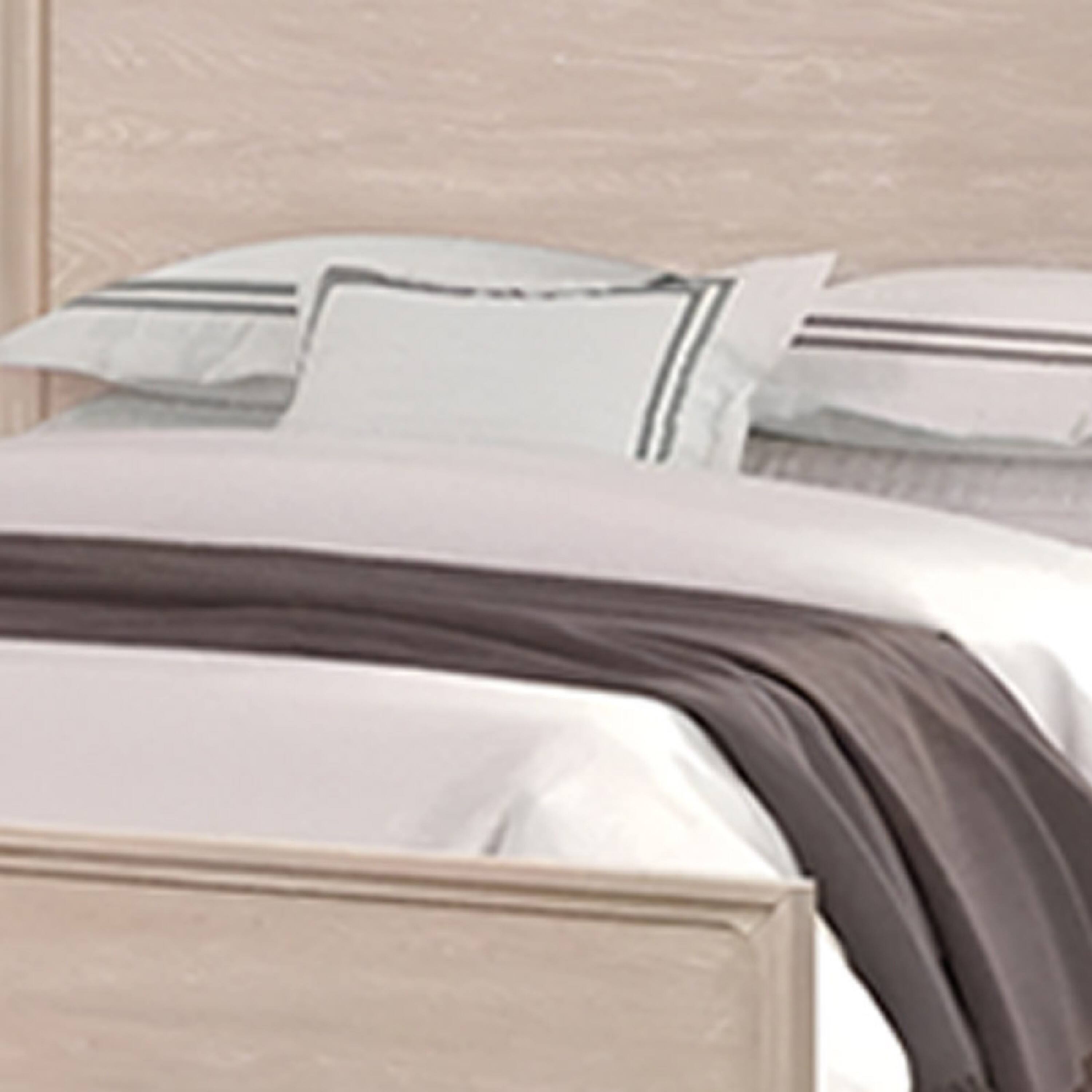 Alt View 1. Manhattan Lane - Rozie Queen Bed with Panel Style Headboard, Light Oak Brown Solid Wood - Light Oak Brown, Bronze.