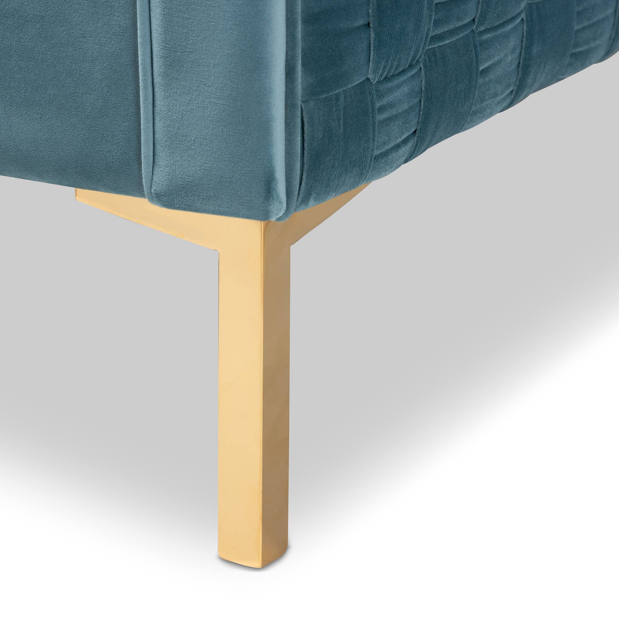 Alt View 2. Baxton Studio - Seraphin Glam and Luxe Velvet Fabric Upholstered Gold Finished Armchair - Light Blue/Gold.