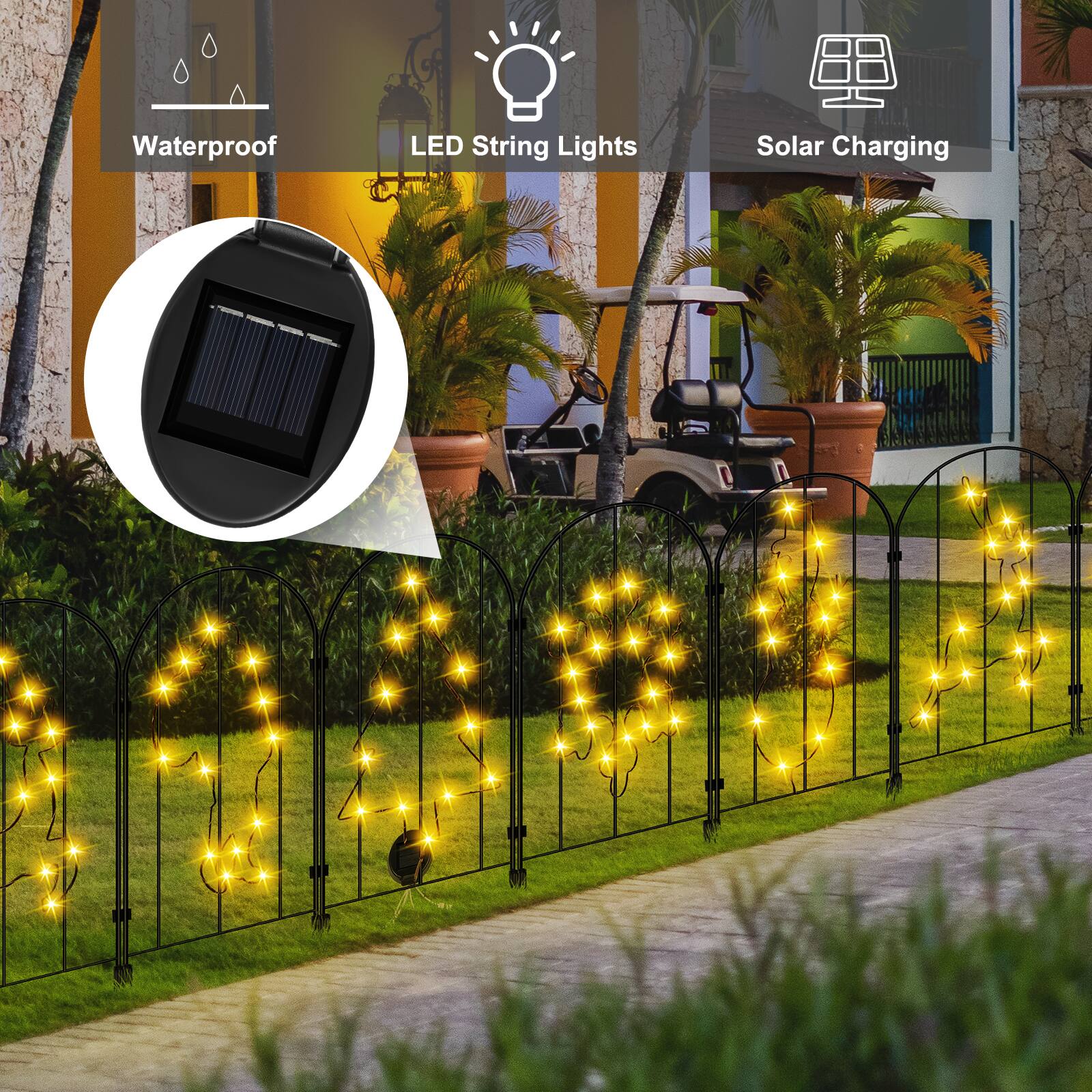 Oumilen 10 Piece Solar Iron Fence Light Set – Decorative Landscape ...
