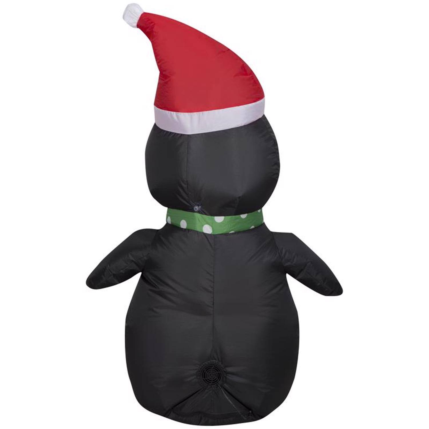 Back. Gemmy - Gemmy Airblown Christmas Inflatable Penguin with Santa Hat 42 in. Inflatable - Multicolored.