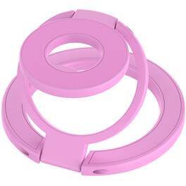 Dteck - Three-Foldable Double-Sided Phone Kickstand,Car Mount Compatible,Mag Safe Magnetic Phone Ring Stand,Metal Phone Holder - Pink