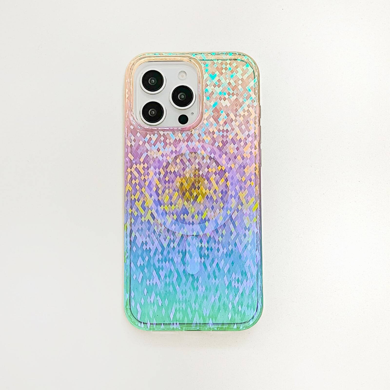 Alt View 8. UUCOVER - For Apple iPhone 16 Pro Glitter Magnetic Case, Compatible with Magsafe, Colorful Gradient Bling Transparent Phone Cover - D.