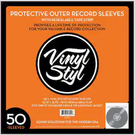 PopMarket - Vinyl Styl®VS-P-012 12 Inch Outer Record Sleeves - Resealable Flap - 50 Count - BAGS / SLEEVES - Clear