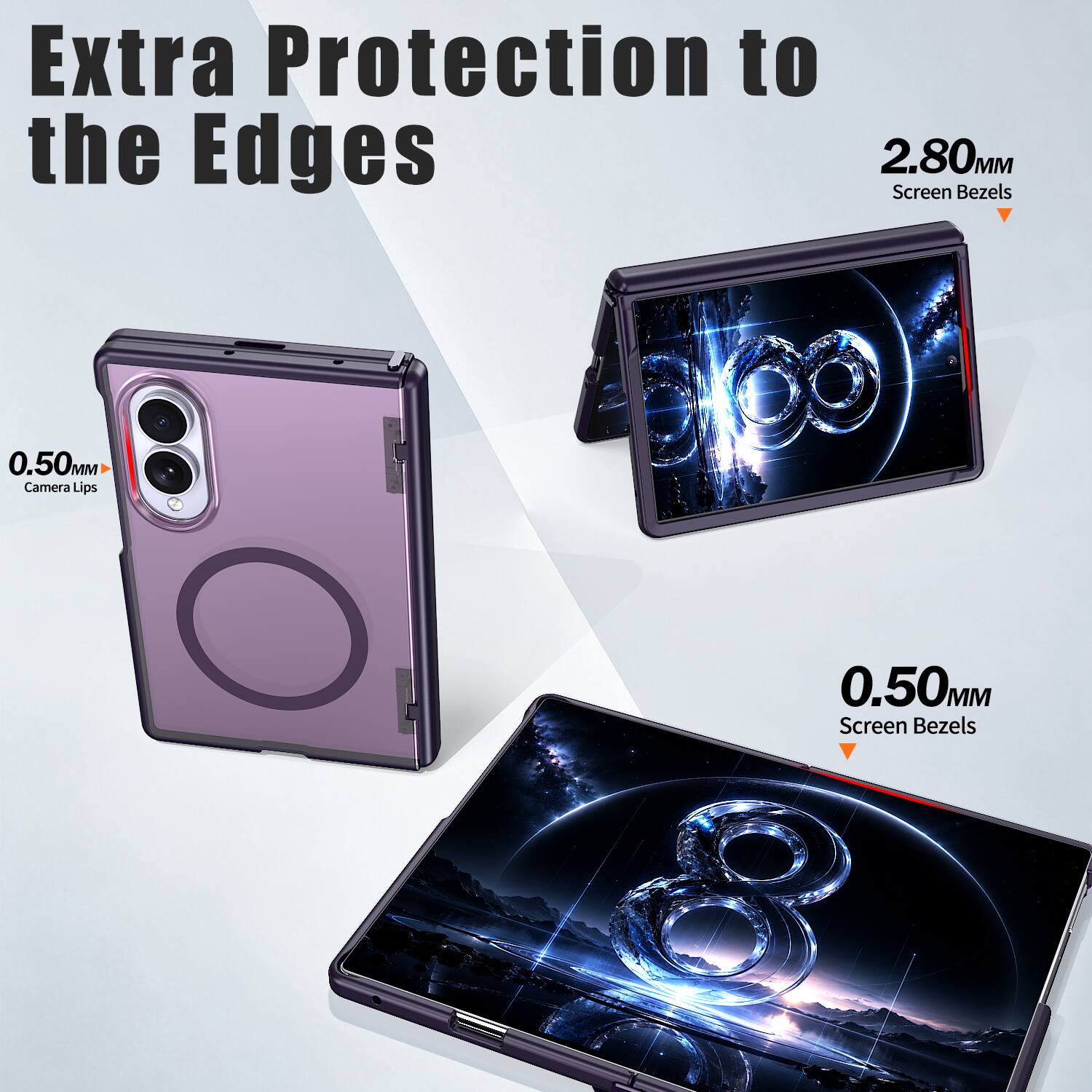 Extra Protection to the Edges  
2.80MM Screen Bezels  
0.50MM Camera Lips  
0.50MM Screen Bezels