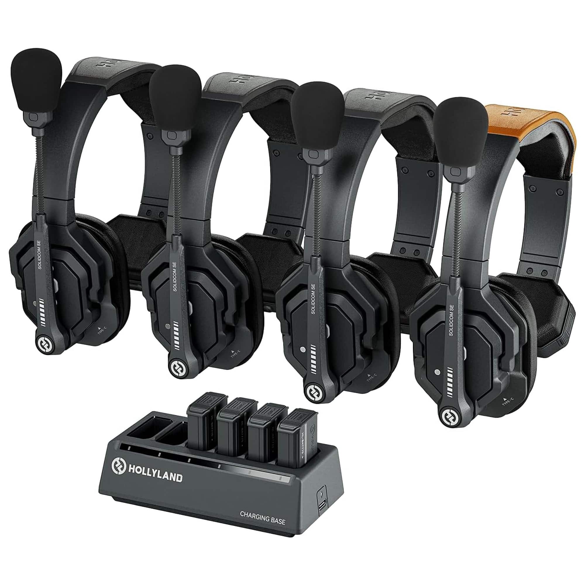 HOLLYLAND - Solidcom SE Global 4S 4-Person Full-Duplex Single-Ear Noise Canceling Headset Intercom System (2.4 GHz) - Black