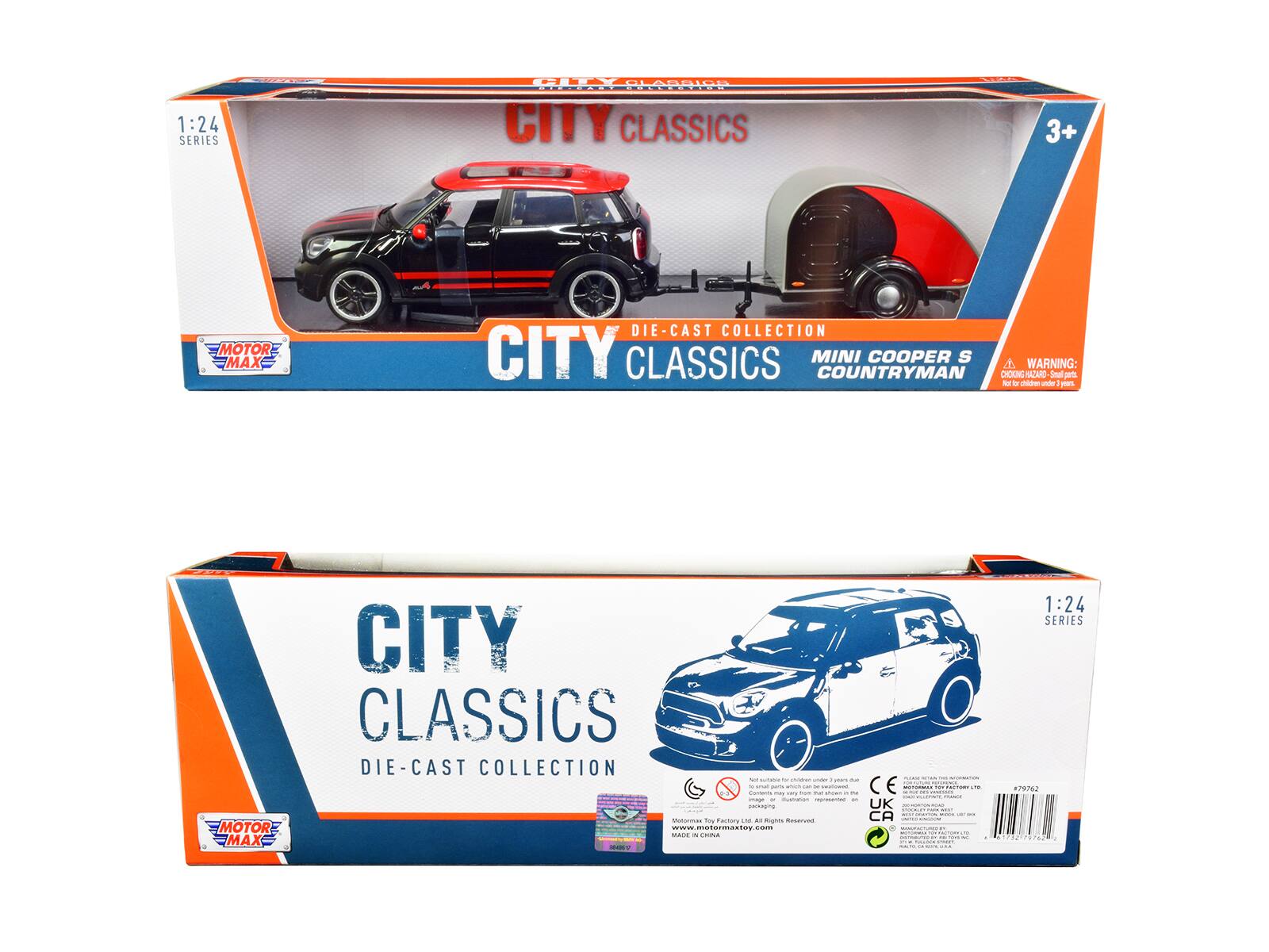 1:24 SERIES  
CITY CLASSICS  
DIE-CAST COLLECTION  
MINI COOPER S COUNTRYMAN  

MOTOR MAX  

WARNING: CHOKING HAZARD - Small parts. Not for children under 3 years.  

3+  

www.motormaxtoy.com  

MADE IN CHINA  

CE  

NOT SUITABLE FOR CHILDREN UNDER 3 YEARS.  
Contents may vary from that shown.  

MADE IN CHINA  

www.motormaxtoy.com  

1:24 SERIES  

CITY CLASSICS  
DIE-CAST COLLECTION  

MOTOR MAX  

CE  

NOT SUITABLE FOR CHILDREN UNDER 3 YEARS.  
Contents may vary from that shown.  

MADE IN CHINA  

www.motormaxtoy.com  

CE  

MADE IN CHINA  

www.motormaxtoy.com  

MADE IN CHINA  

www.motormaxtoy.com  

MADE IN CHINA  

www.motormaxtoy.com  

MADE IN CHINA  

www.motormaxtoy.com  

MADE IN CHINA  

www.motormaxtoy.com  

MADE IN CHINA  

www.motormaxtoy.com  

MADE IN CHINA  

www
