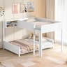 Whisen - Full XL over Full XL Bunk Bed with Built-in Storage Shelf and 3-Step Ladder - White