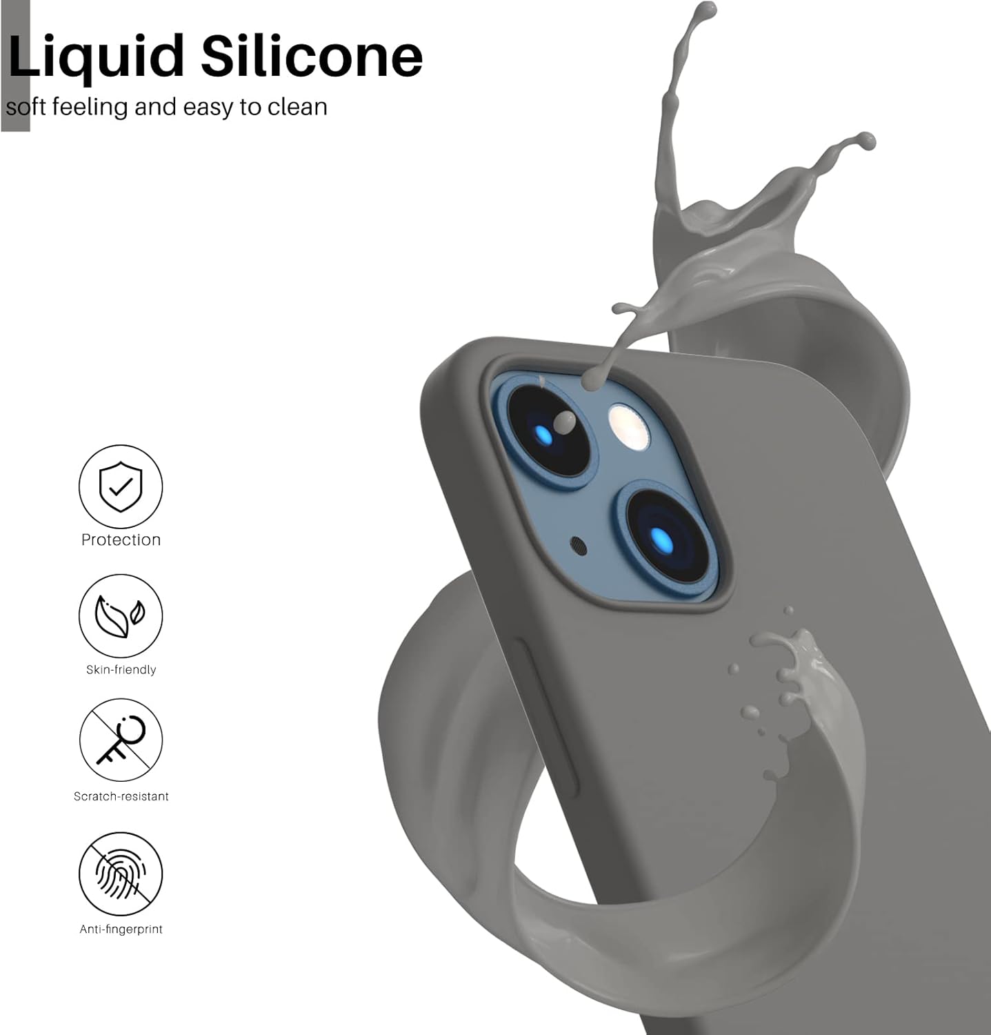 Liquid Silicone, soft feeling and easy to clean, Protection, Skin-friendly, Scratch-resistant, Anti-fingerprint