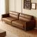 Angle. luck idea - Luxury Vintage Oil-Waxed Leather Sofa 86.61" Sturdy Frame & Couch Comfortable Seating-High-End Living Room Couch - Brown.
