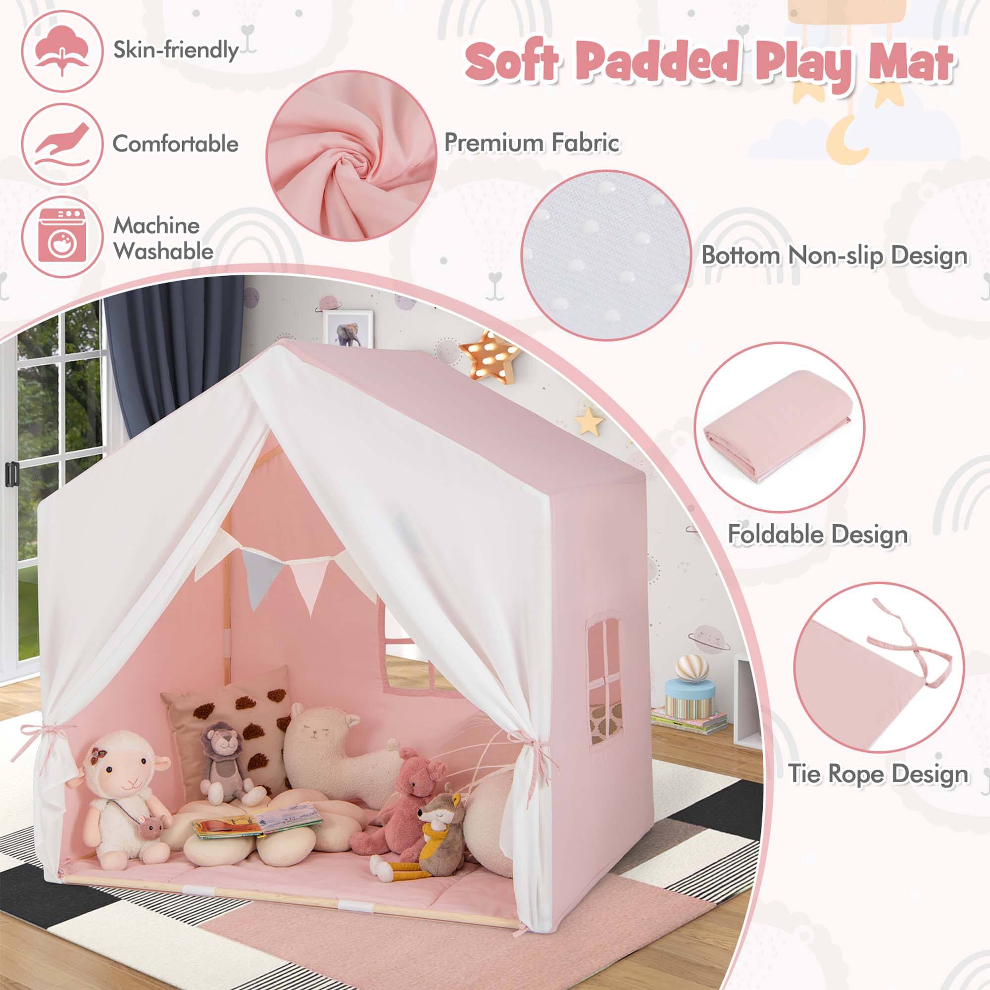 Skin-friendly, Comfortable, Soft Padded Play Mat, Premium Fabric, Machine Washable, Bottom Non-slip Design, Foldable Design, Tie Rope Design