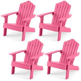 Gymax - 4PCS Kids Adirondack Chairs w/Tilted High Backrest Wide Armrests & Angled Seat - Pink