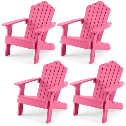 Front. Gymax - Gymax 4PCS Kids Adirondack Chairs w/Tilted High Backrest Wide Armrests & Angled Seat Pink - Pink.