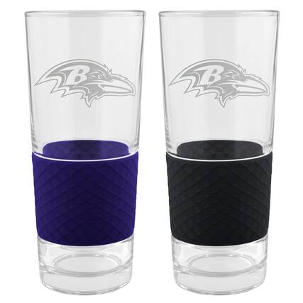 Front. Great American Products - Baltimore Ravens 22oz. Logo Score Pint Glass Two-Piece Set - Multicolor.