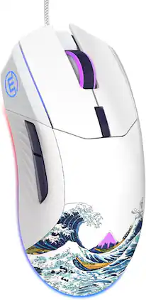 Womier - G705 USB Wired Gaming Mouse, Lightweight Silent RGB Backlit Mouse with Adjustable 12000DPI for PC Laptop - Wired - White