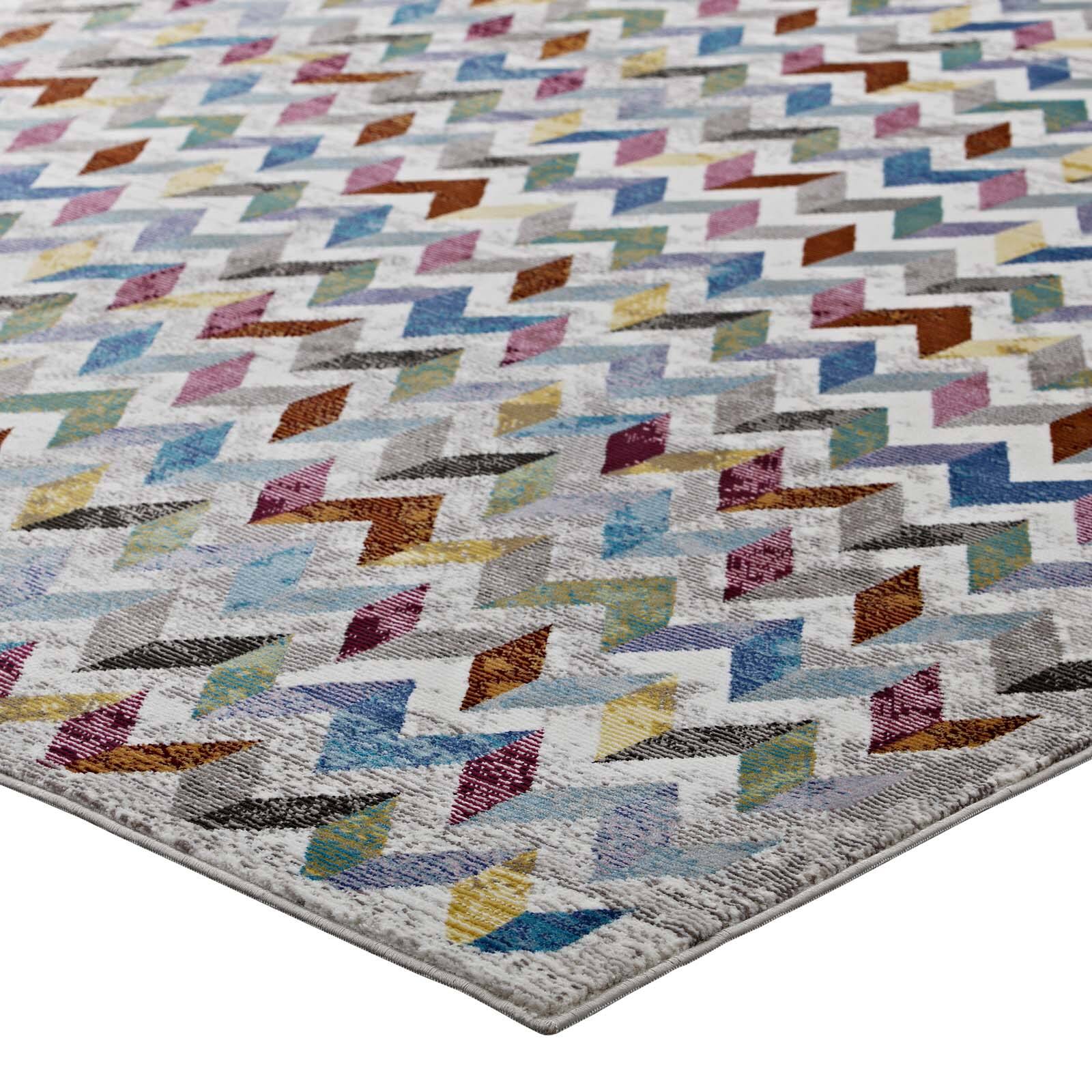 Alt View 2. Modway - Gemma Chevron Mosaic Area Rug - Multicolored.