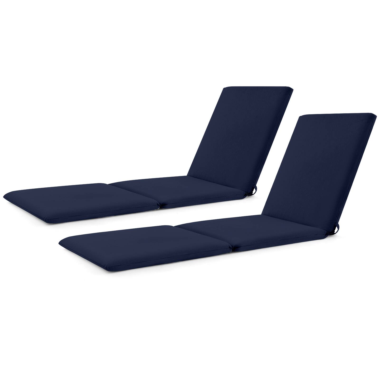 Alt View 8. Gymax - Gymax 2PCS Patio Lounge Chair Recliner Chair w/ 3-Position Adjustable Backrest & Cushion Black & Blue - Black, Blue.