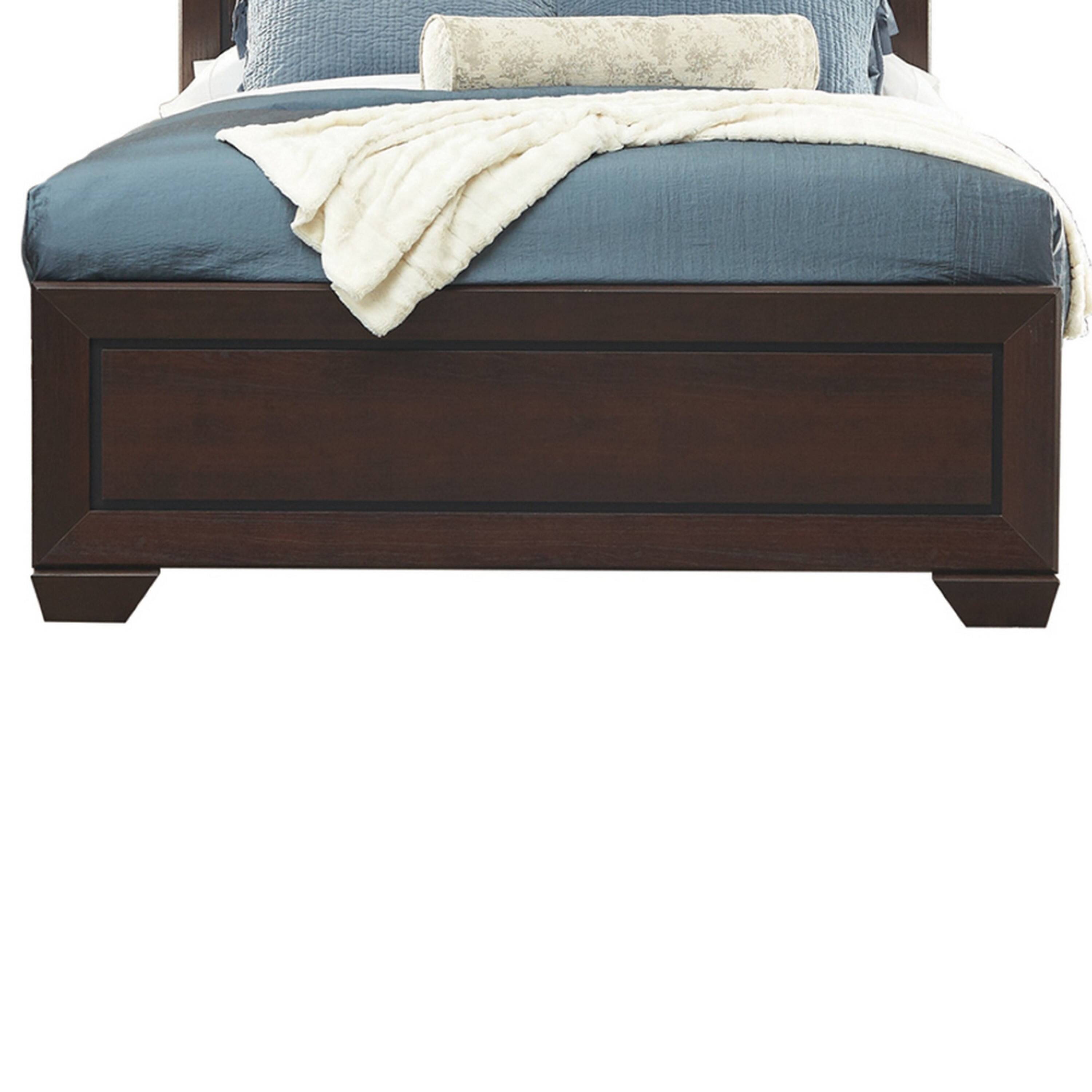 Alt View 2. Manhattan Lane - Queen Size Bed with Panel Headboard and Footboard - Brown.