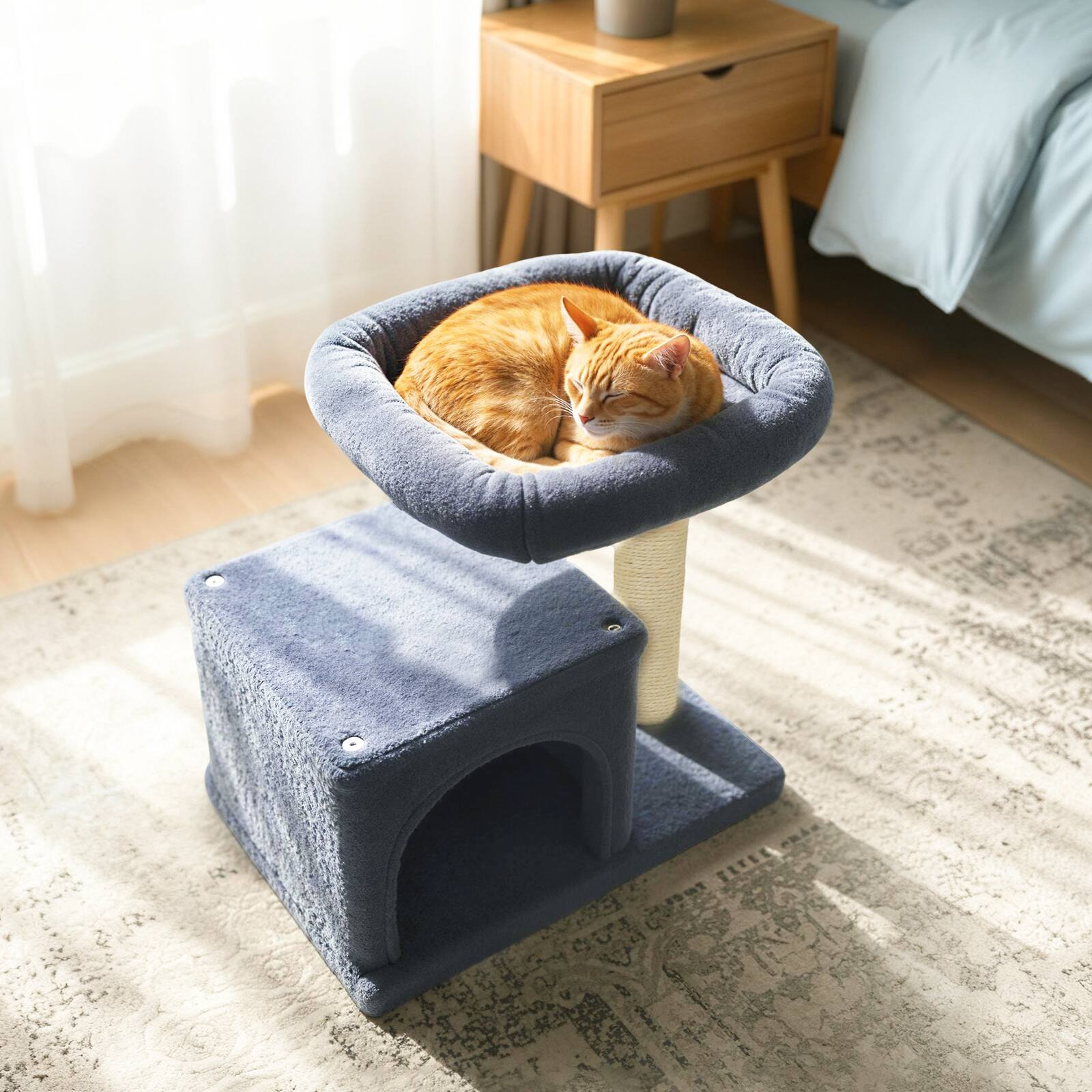 Alt View 4. Gymax - Gymax 19.5'' Small Cat Tree w/Large Padded Plush Perch Condo Sisal Scratching Posts Dark Grey.