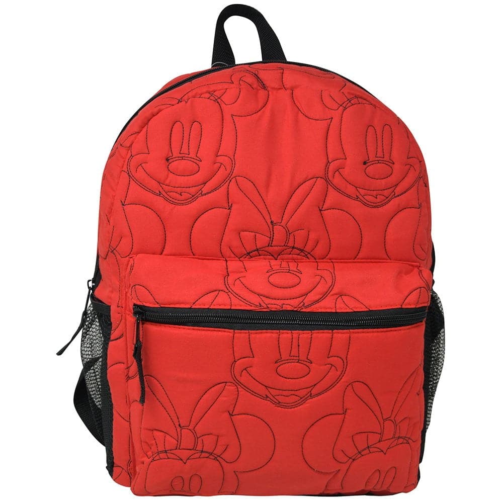 UPD - Disney Minnie Mouse 16" Backpack Red Quilted Minnie Head Embroidered for Girls - Multicolored