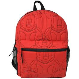 UPD - Disney Minnie Mouse 16" Backpack Red Quilted Minnie Head Embroidered for Girls - Multicolored