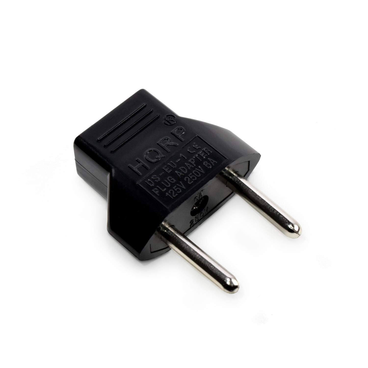 HQRP US-EU-1 ADAPTER 250V 6A PLUG 125V 2
