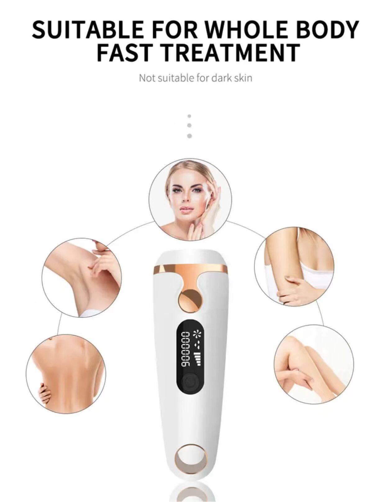 SUITABLE FOR WHOLE BODY FAST TREATMENT  
Not suitable for dark skin  
000006
