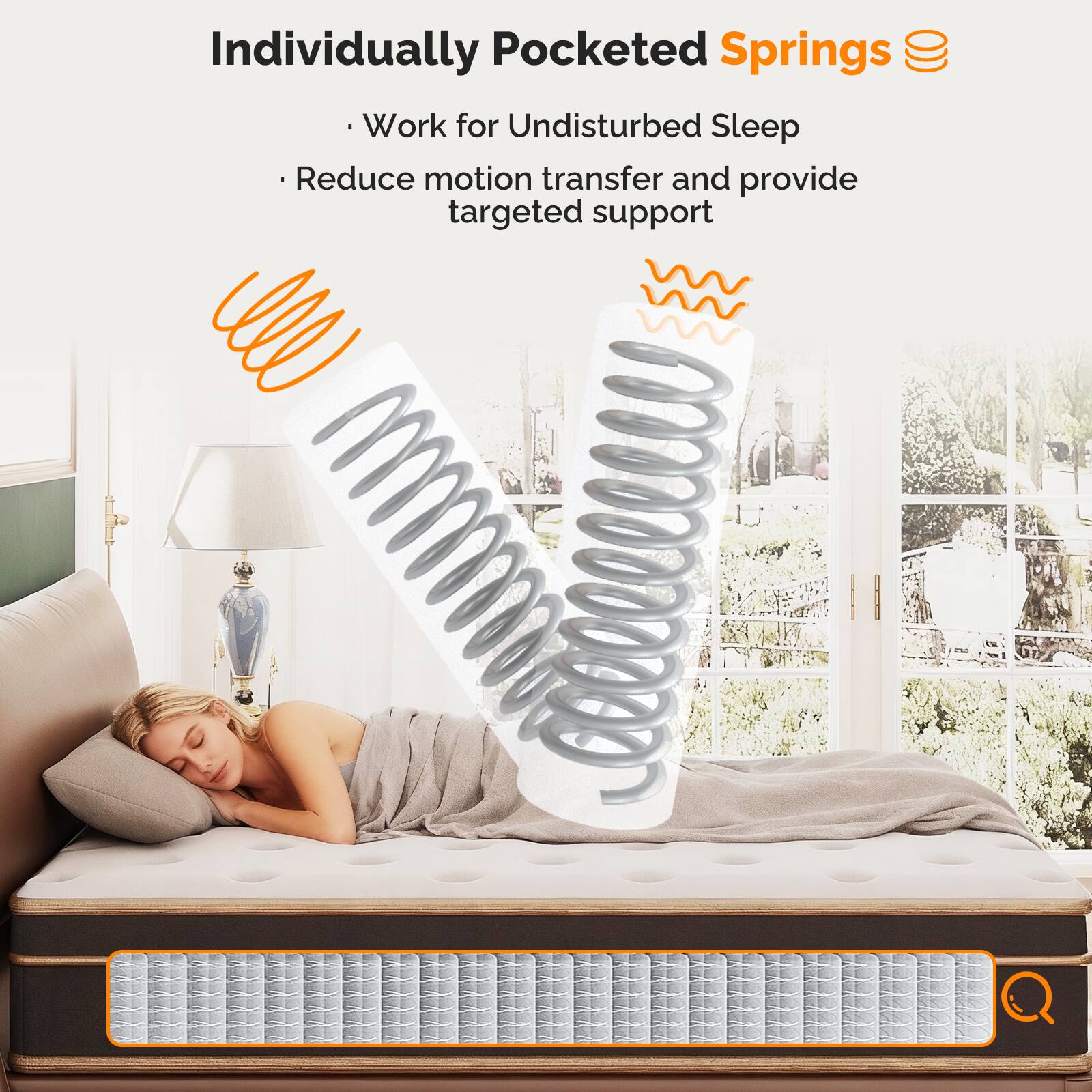 Individually Pocketed Springs  
- Work for Undisturbed Sleep  
- Reduce motion transfer and provide targeted support