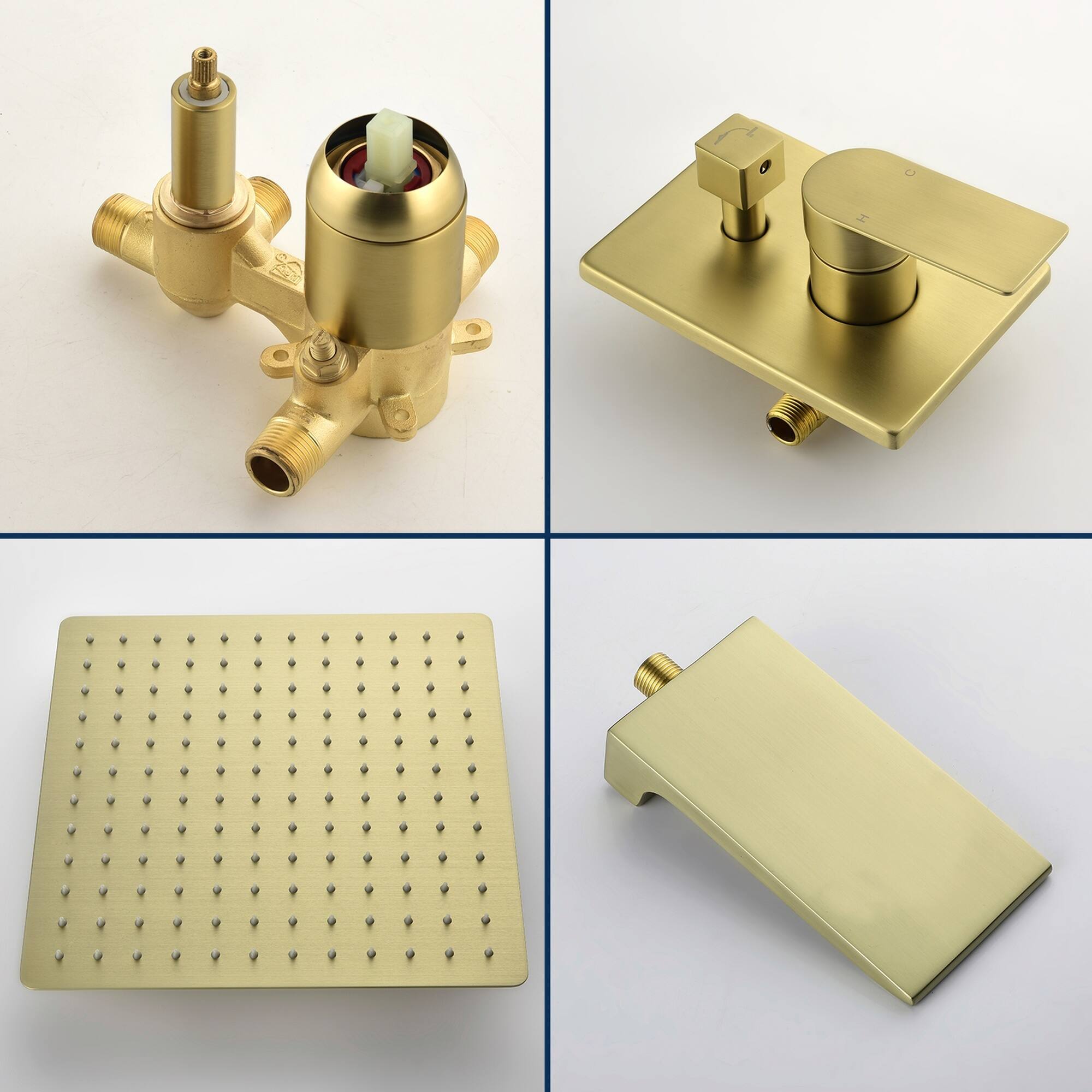 Alt View 10. Boyel Living - Brushed Gold 10-Inch Rain Shower System Brass SUS304 2-Function Valve Waterfall Spout cUPC - Brushed Gold.