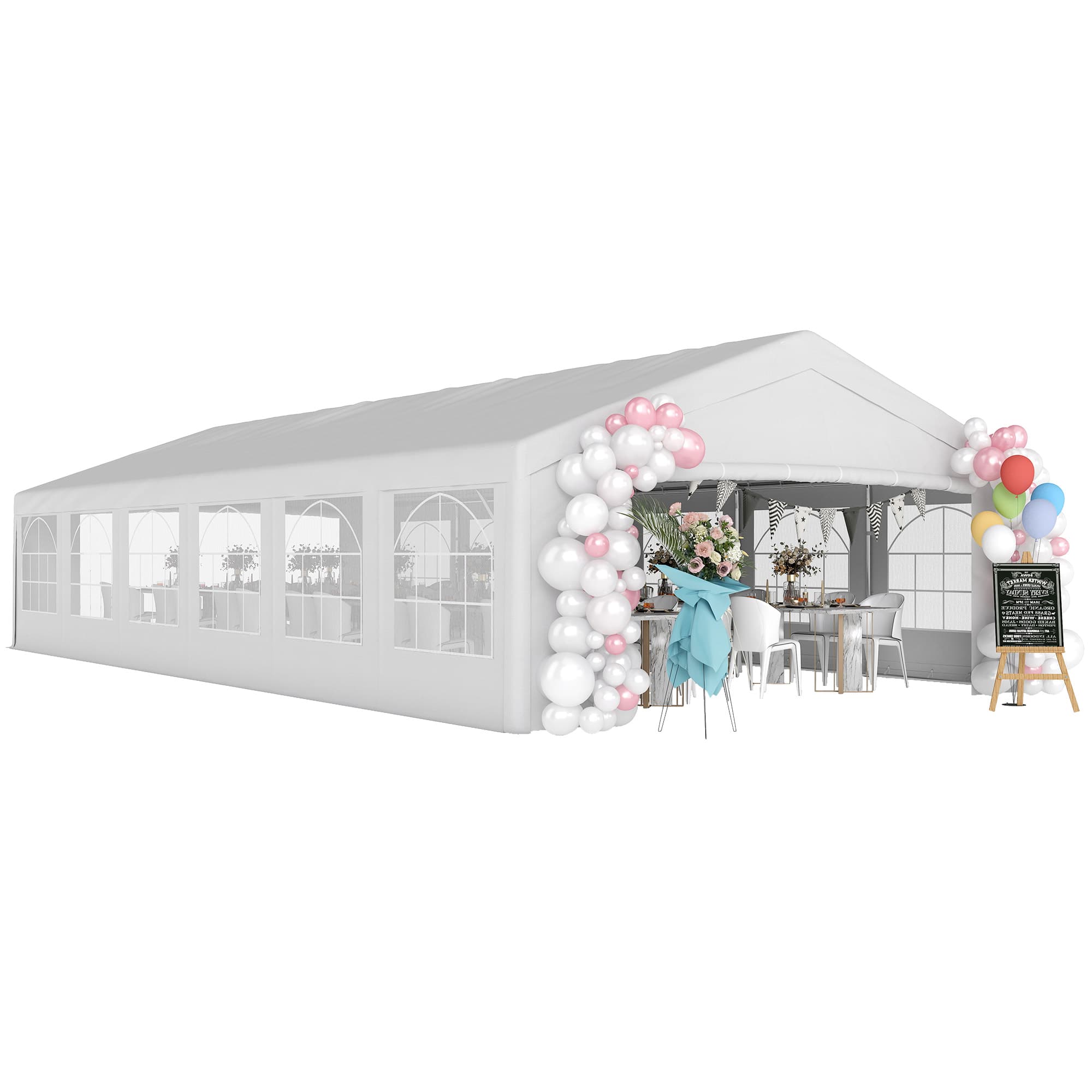 Outsunny - 20 x 40 ft Heavy Duty Party Tent Outdoor Gazebo Wedding Tent Event Shelter Carport BBQ - White price history on PriceWatchPro