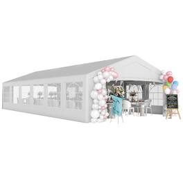 Outsunny - 20 x 40 ft Heavy Duty Party Tent Outdoor Gazebo Wedding Tent Event Shelter Carport BBQ - White