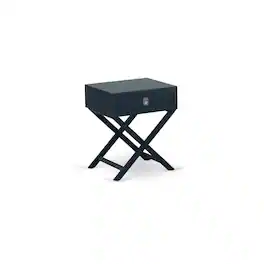 East West Furniture - Night Stand Navy Blue - Brown