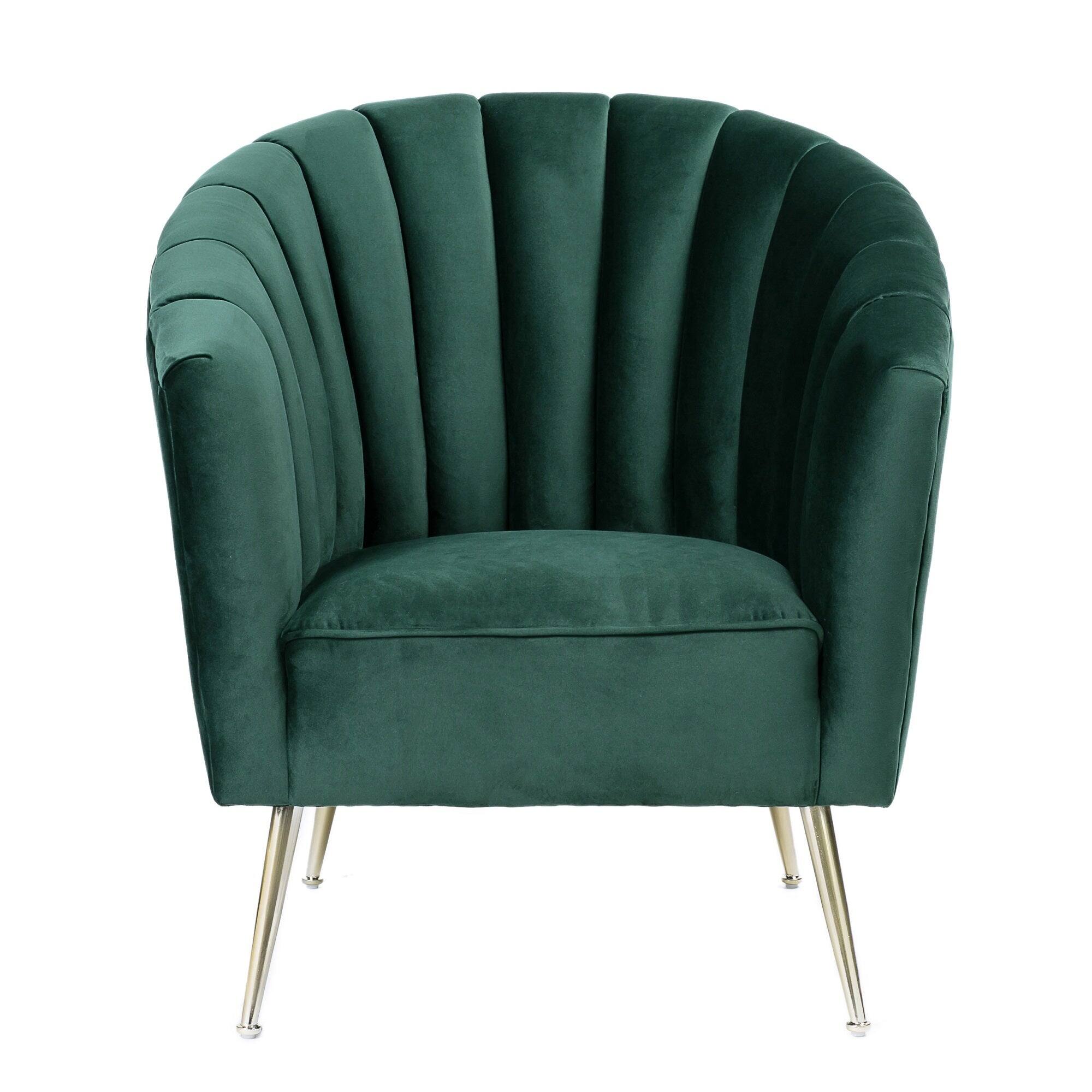 Back. Manhattan Comfort - Rosemont Mid-Century Modern Velvet Accent Armchair - Green.