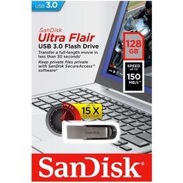 SANDISK - 128GB Ultra Flair USB 3.0 Flash Drive - Black