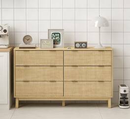 Forest'nSky - Wood 6 drawer 53.9 in. Wide Chest of Drawers for Living Room - Natural