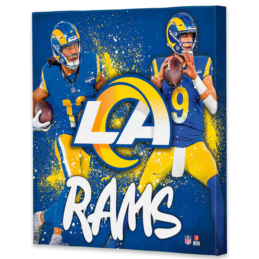 La Rams Splatter Open Road Brands Los Angeles Rams Puka Nacua & Matthew Stafford 12