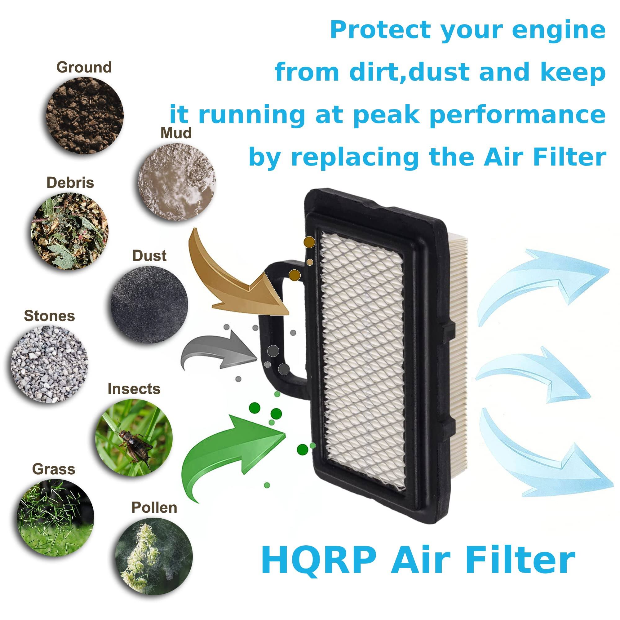 Protect your engine from dirt, dust, and keep it running at peak performance by replacing the Air Filter.

Ground Debris
- Mud
- Dust
- Stones
- Insects
- Grass
- Pollen

HQRP Air Filter