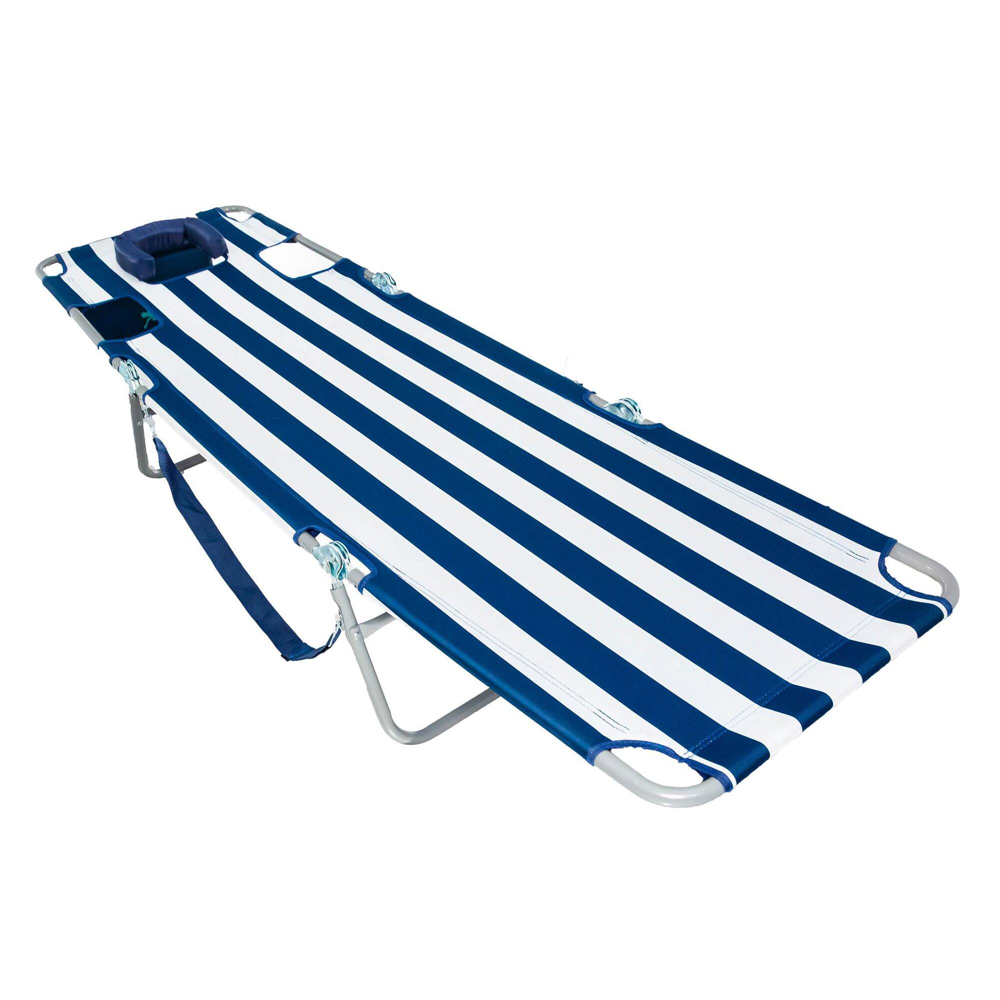 Alt View 8. Ostrich - Ostrich Chaise Lounge, Facedown Beach Camping Pool Tanning Chair, Blue Stripe - Blue and White Striped.