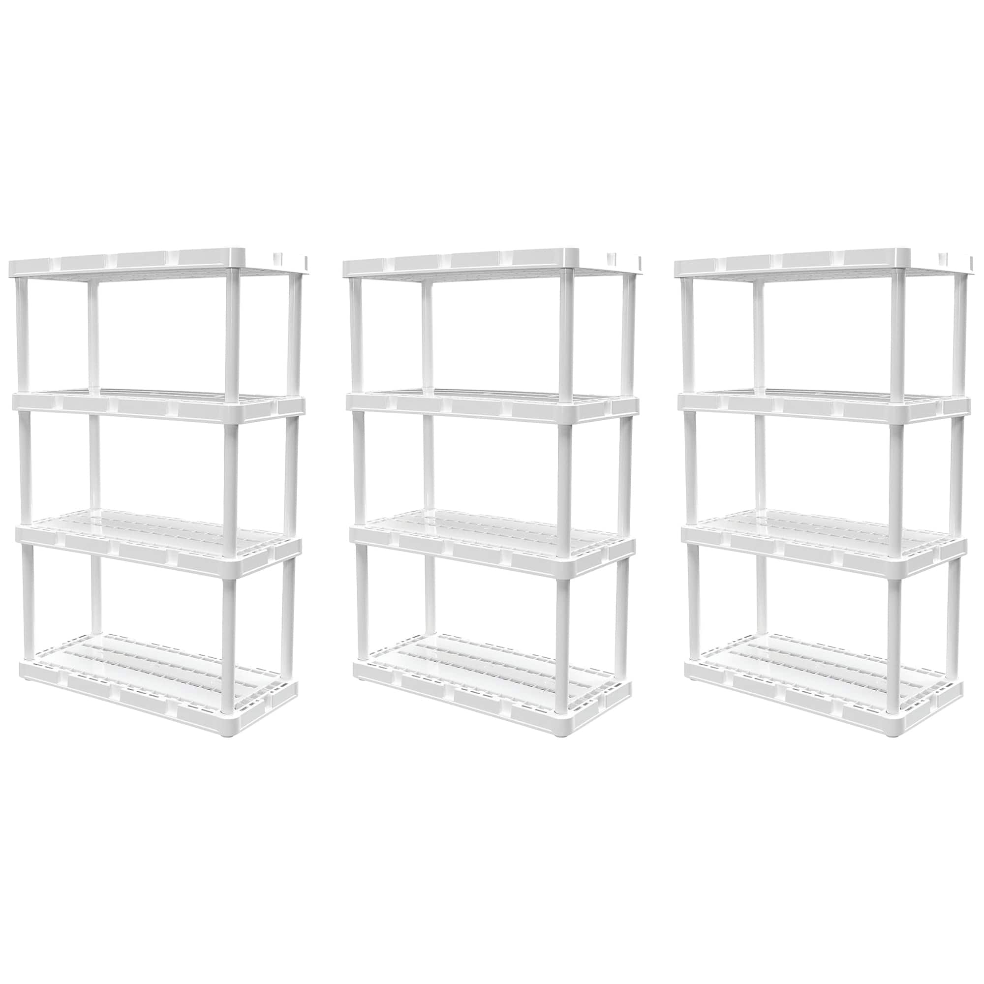 Gracious Living - 4 Shelf Knect-A-Shelf Ventilated Storage Unit, White (3 Pack) - 4 Shelf - White