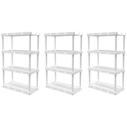 Front. Gracious Living - Gracious Living 4 Shelf Knect-A-Shelf Ventilated Storage Unit, White (3 Pack) - 4 Shelf - White.