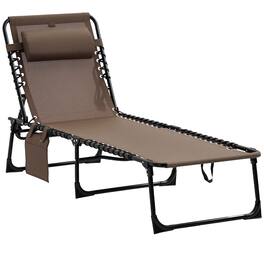 Resenkos - Reclining Chaise Lounge Chair, Portable Sun Lounger, Folding Camping Cot With Adjustable Backrest - Brown
