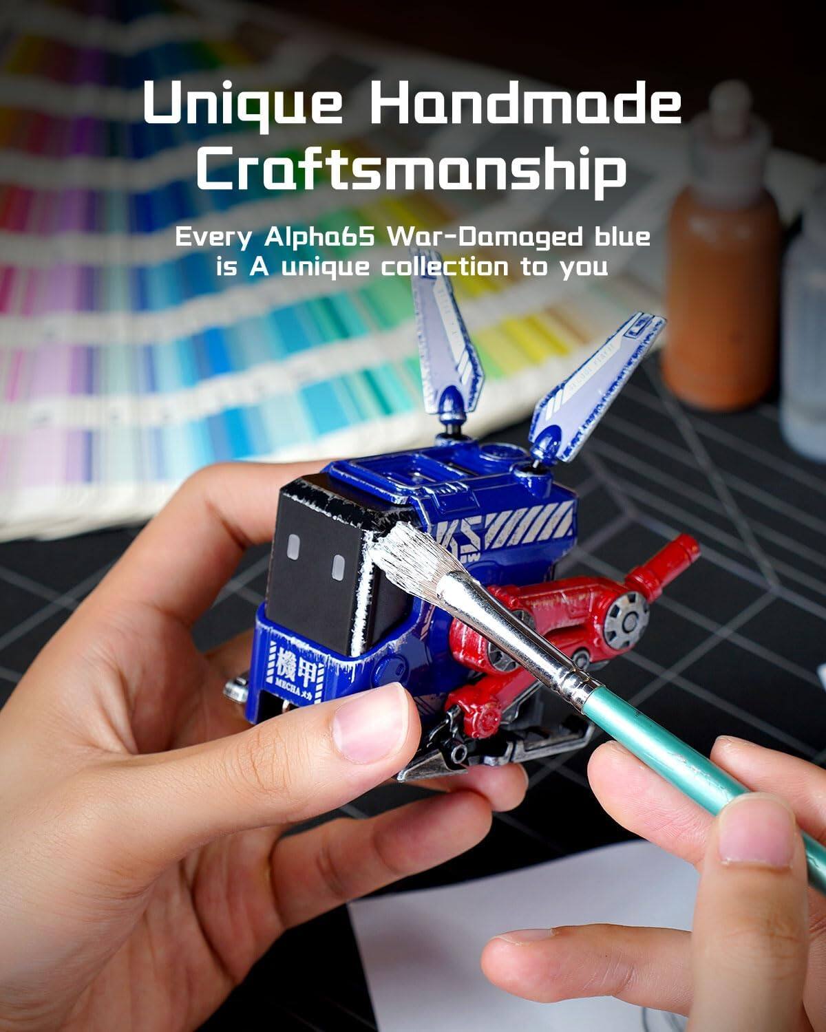 Unique Handmade Craftsmanship  
Every Alpha65 War-Damaged blue is a unique collection to you