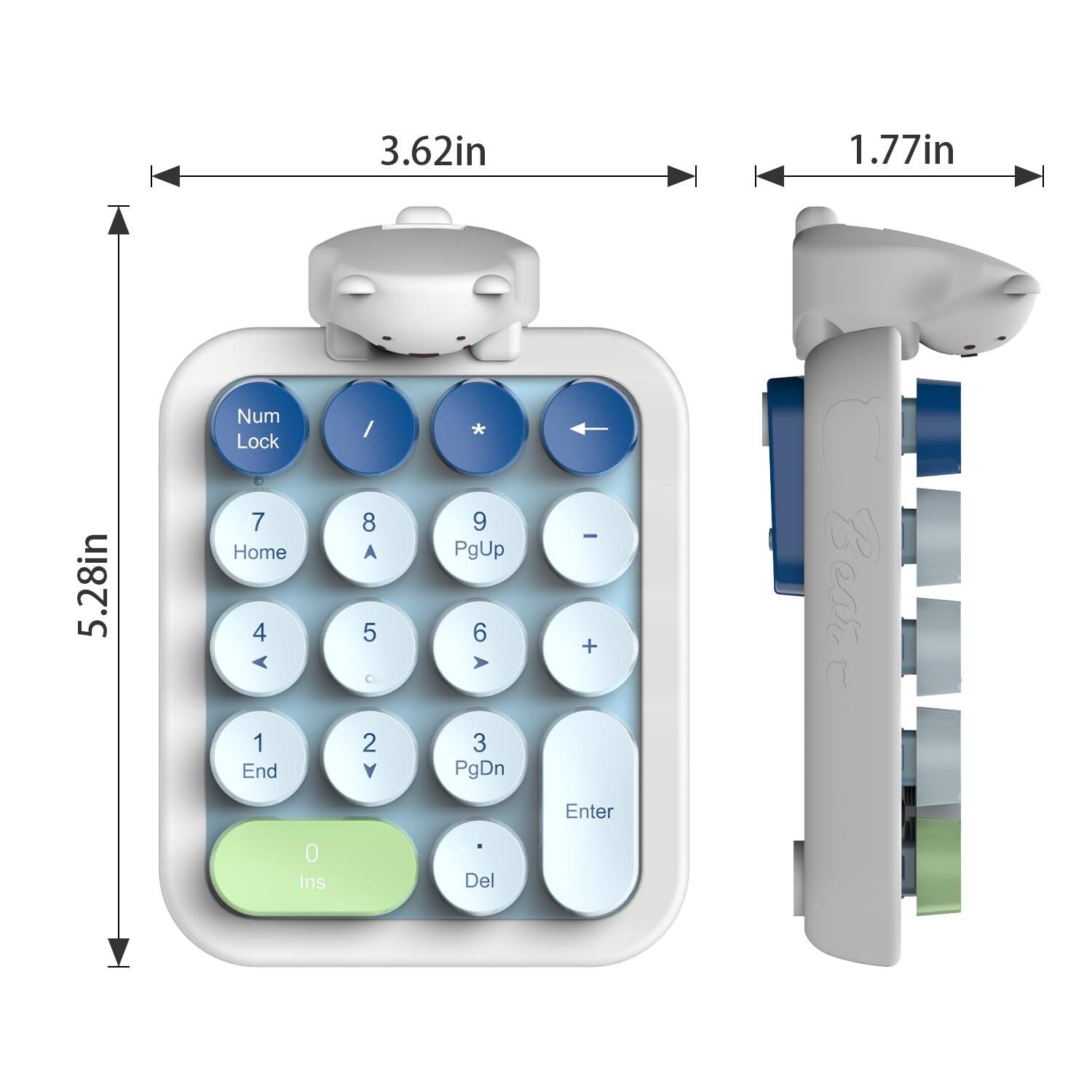 3.62in 1.77in 5.28in

Num Lock / * 7 8 9 Home 4 5 6 PgUp 1 2 3 End PgDn Enter 0 Ins Del