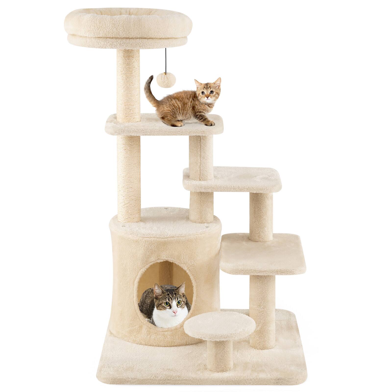 Alt View 9. Gymax - Gymax 40'' Multi-level Cat Tower w/Condo Padded Perch Bed Sisal Scratching Posts Ball Beige.