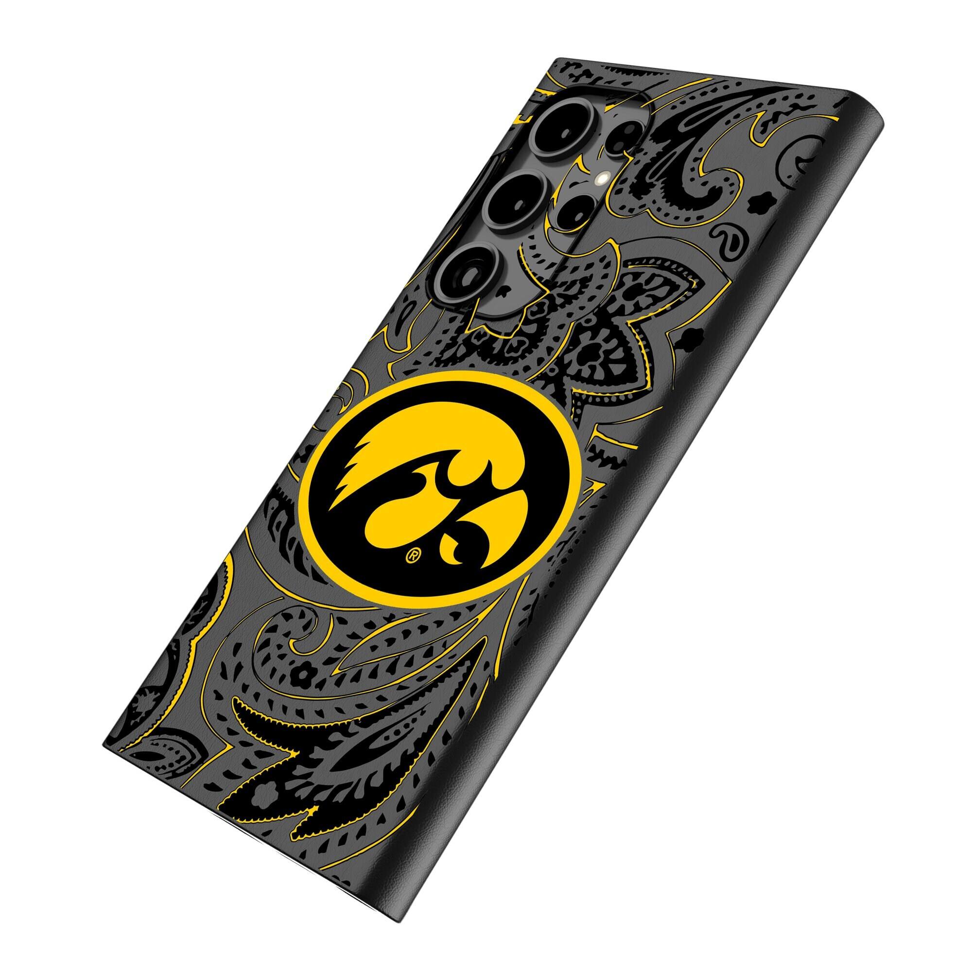 Alt View 1. Keyscaper - Iowa Hawkeyes Paisley Galaxy Magnetic Bump Case - S25 - Black.