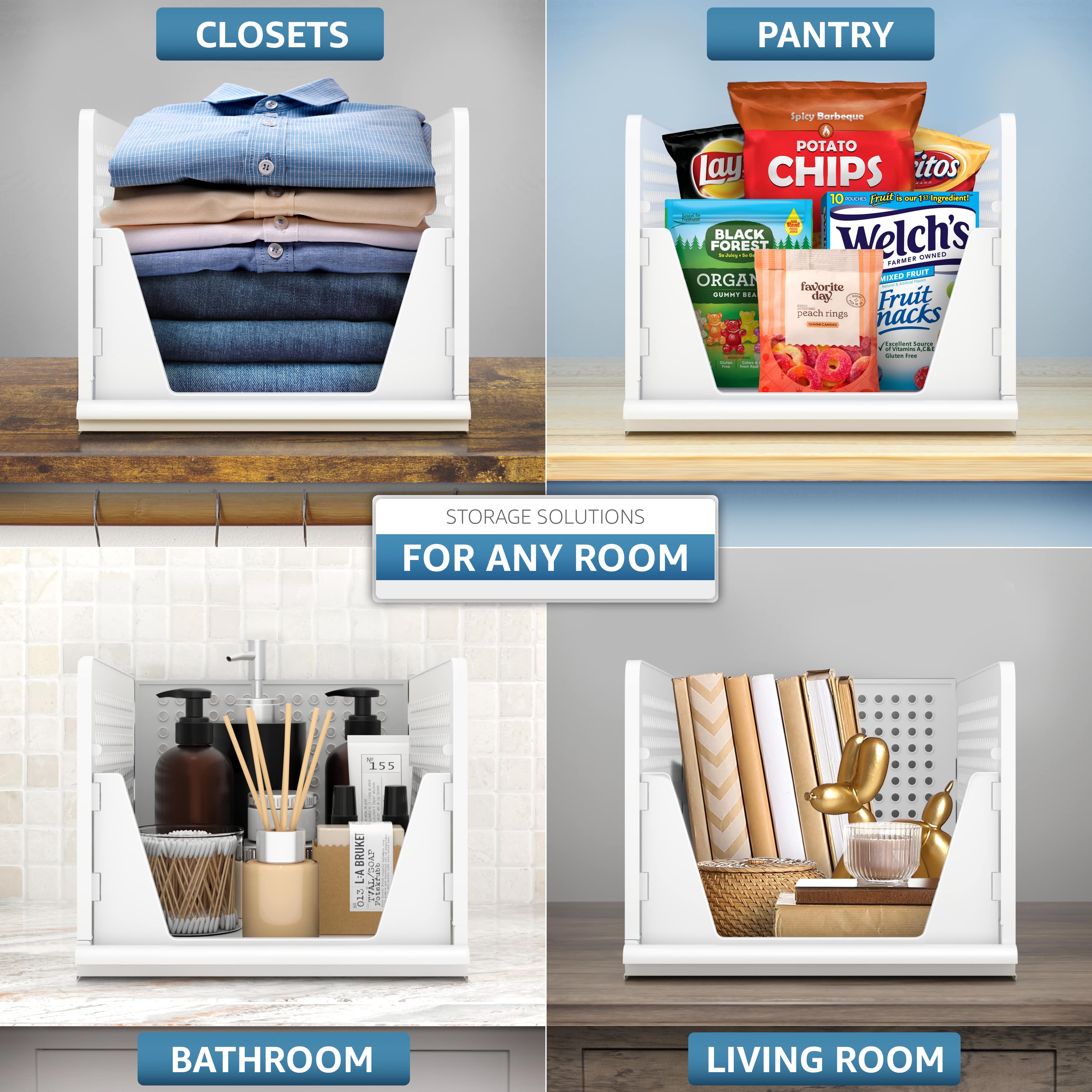 CLOSETS  
PANTRY  
BATHROOM  
LIVING ROOM  

STORAGE SOLUTIONS FOR ANY ROOM